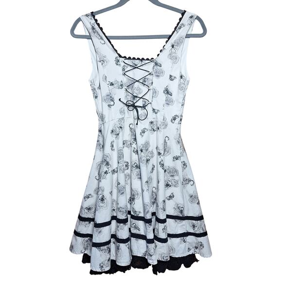 Hot Topic Floral Insect bugs spider lolita pin-up dress size S goth scorpion - Picture 3 of 8